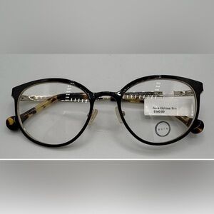 Aura Eyewear NWT Melrose Designer Frames Burgundy Tortoise Arms Clear Demo Glass
